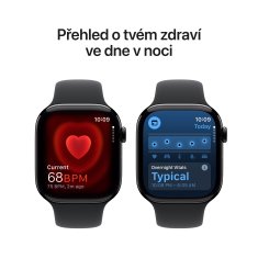 Apple Watch Series 10 GPS + Cellular 42mm, Jet Black Aluminium Case, Black Sport Band - S/M (MWX63QC/A)