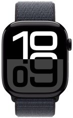 Apple Watch Series 10 GPS + Cellular 42mm, Jet Black Aluminium Case, Ink Sport Loop (MWX83QC/A)