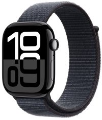 Apple Watch Series 10 GPS + Cellular 42mm, Jet Black Aluminium Case, Ink Sport Loop (MWX83QC/A)