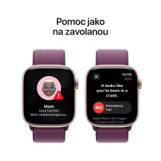 Apple Watch Series 10 GPS + Cellular 42mm, Rose Gold Aluminium Case, Plum Sport Loop (MWXC3QC/A)