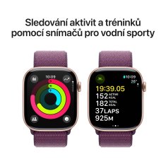 Apple Watch Series 10 GPS + Cellular 42mm, Rose Gold Aluminium Case, Plum Sport Loop (MWXC3QC/A)