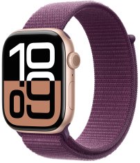 Apple Watch Series 10 GPS + Cellular 42mm, Rose Gold Aluminium Case, Plum Sport Loop (MWXC3QC/A)