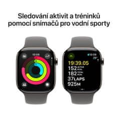 Apple Watch Series 10 GPS + Cellular 42mm, Natural Titanium Case, Stone Grey Sport Band - S/M (MWXD3QC/A)