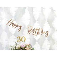 PartyDeco Baner Happy Birthday ružové zlato, 16,5 x 62 cm