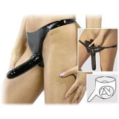 XSARA Trojitý latexový strap-on pro páry - stimuluje tři dírky současně - 78670391