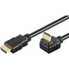 PremiumCord Kábel HDMI High Speed+Ethernet pozlátený zahnutý konektor 270 ° 1m