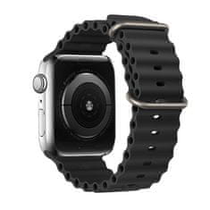 TopQ  Silikónový remienok pre Apple Watch 42-44-45-49 Design 1 čierny