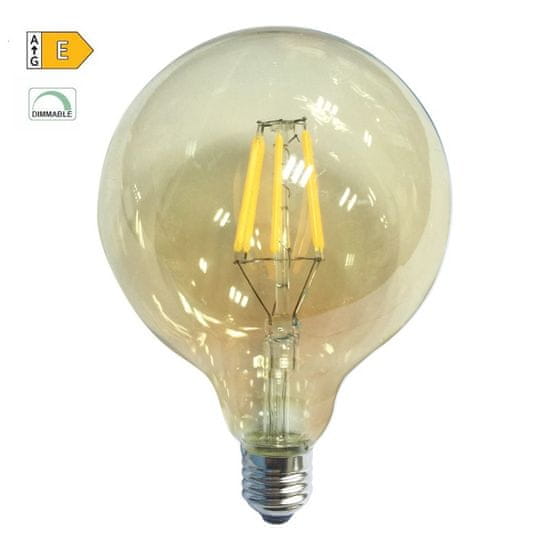 Diolamp LED Globe Filament žiarovka G125 Amber 10W/230V/E27/2700K/1160Lm/360°/Dim