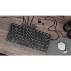 Rapoo Počítačová klávesnice UCK-6001 s USB-C multiport hubem 8v1, CZ/ SK layout - šedá