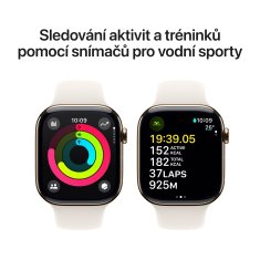 Apple Watch Series 10 GPS + Cellular 42mm, Gold Titanium Case, Starlight Sport Band - S/M (MX063QC/A)