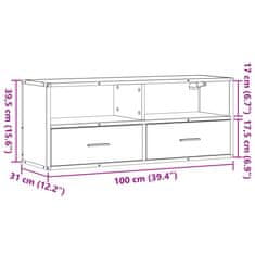 Vidaxl TV skrinka dub sonoma 100x31x39,5 cm kompozitné drevo a kov