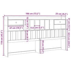 Vidaxl Čelo postele s úložným priestorom biele 180 cm borovica