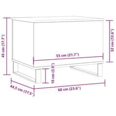 Vidaxl Konferenčný stolík dub artisan 60x44,5x45 cm kompozitné drevo