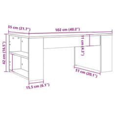 Vidaxl Konferenčný stolík staré drevo 102x55x42 cm kompozitné drevo