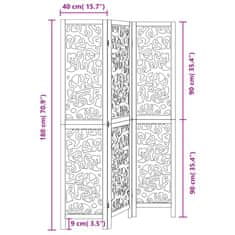 Petromila vidaXL Paraván, 3 panely, čierny, masívne drevo paulovnie