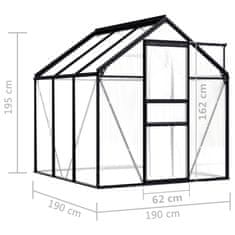 Vidaxl Skleník, antracitový, hliník 3,61 m²