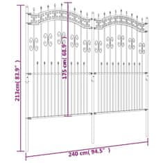 Vidaxl Záhradný plot s hrotmi čierny 140 cm oceľ s práškovým nástrekom