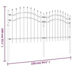 Vidaxl Záhradný plot s hrotmi čierny 140 cm oceľ s práškovým nástrekom