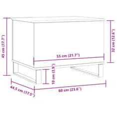 Vidaxl Konferenčný stolík staré drevo 60x44,5x45 cm kompozitné drevo