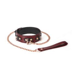 Liebe Seele Liebe Seele Wine Red Collar & Leash, bdsm kožený obojok s vodítkom