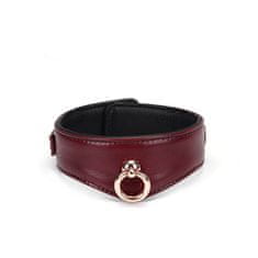 Liebe Seele Liebe Seele Wine Red Curved Collar & Leash, bdsm kožený obojok s vodítkom