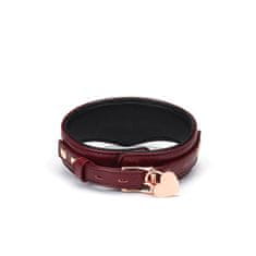 Liebe Seele Liebe Seele Wine Red Curved Collar & Leash, bdsm kožený obojok s vodítkom