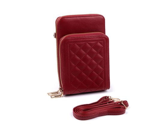 Peňaženka s vreckom na mobil cez rameno crossbody 11x18 cm - červená