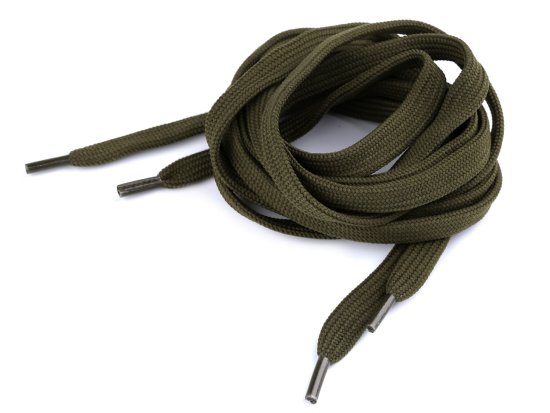 Šnúrky do topánok, tenisiek, mikín dĺžka 130 cm - (6507) zelená khaki (2 ks)