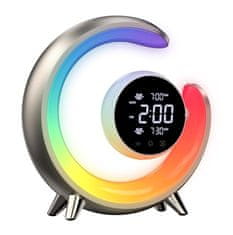 Immax LED nočná lampička PEACOCK s hodinami/ RGB svetlo/ 20W/ 400lm/ 5V/2,1A/ USB port/ zlatá