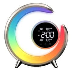 Immax LED nočná lampička PEACOCK s hodinami/ RGB svetlo/ 20W/ 400lm/ 5V/2,1A/ USB port/ zlatá