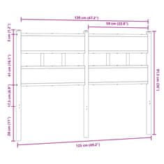 Vidaxl Čelo postele hnedý dub 120 cm oceľ a kompozitné drevo