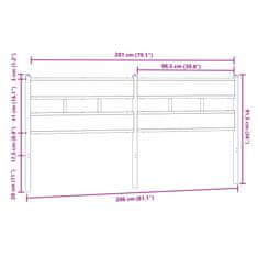 Vidaxl Čelo postele hnedý dub 200 cm oceľ a kompozitné drevo