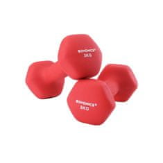 shumee Sada 2 činiek, 2 x 3 kg protišmykové neoprénové závažia na ruky s matným povrchom, domáci tréning, fitness cvičenia, červená SYL66RD