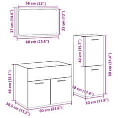 Vidaxl 3-dielna súprava kúpeľňových skriniek sonoma kompozitné drevo
