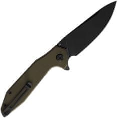 KUBEY KU117E Nova vreckový nôž 9,2 cm, Black Stonewash, zelená, G10