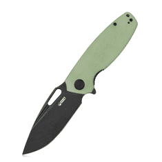 KUBEY KU322E Tityus Tan vreckový nôž 8,6 cm, Dark Stonewash, zelená Jade, G10, spona