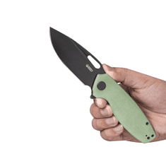 KUBEY KU322E Tityus Tan vreckový nôž 8,6 cm, Dark Stonewash, zelená Jade, G10, spona