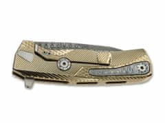 LionSteel ROK DD GL vreckový nôž 8,3 cm, damašek, zlatá, titán 