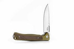 LionSteel SK01A GS Skinny vreckový nôž 8,4 cm, Stonewash, zelená, hliník, Micarta