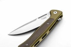 LionSteel SK01A GS Skinny vreckový nôž 8,4 cm, Stonewash, zelená, hliník, Micarta