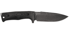 LionSteel T5B MI taktický nôž 12,8 cm, celočierna, Micarta, kožené puzdro