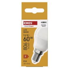 EMOS LED žiarovka Basic Mini Globe / E14 / 9,4 W (60 W) / 806 lm / Neutrálna biela