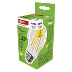 EMOS LED žiarovka Filament A60 / E27 / 10,5 W (100 W) / 1521 lm / Neutrálna biela