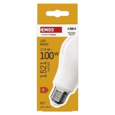 EMOS LED žiarovka Basic A60 / E27 / 17,8 W (100 W) / 1521 lm / Neutrálna biela