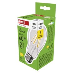 EMOS LED žiarovka Filament A60 / E27 / 5,9 W (60 W) / 806 lm / Neutrálna biela