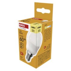 EMOS LED žiarovka Basic Mini Globe / E14 / 9,4 W (60 W) / 806 lm / Teplá biela