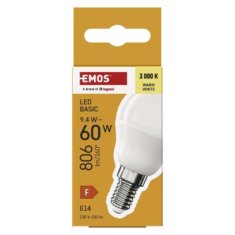 EMOS LED žiarovka Basic Mini Globe / E14 / 9,4 W (60 W) / 806 lm / Teplá biela