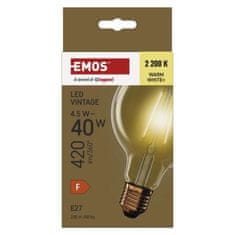 EMOS LED žiarovka Vintage G95 / E27 / 4,5 W (40 W) / 420 lm / Teplá biela