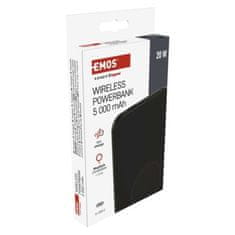 EMOS Power bank EMOS WI 521, 5 000 mAh, 20 W+Wireless, čierny