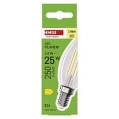 EMOS LED žiarovka Filament sviečka / E14 / 1,8 W (25 W) / 250 lm / Teplá biela